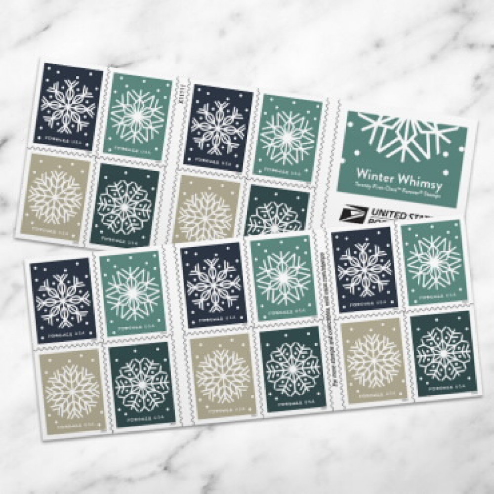 2024 Winter Whimsy Stamps, Book of 20 Forever |Multiple Stamp Designs